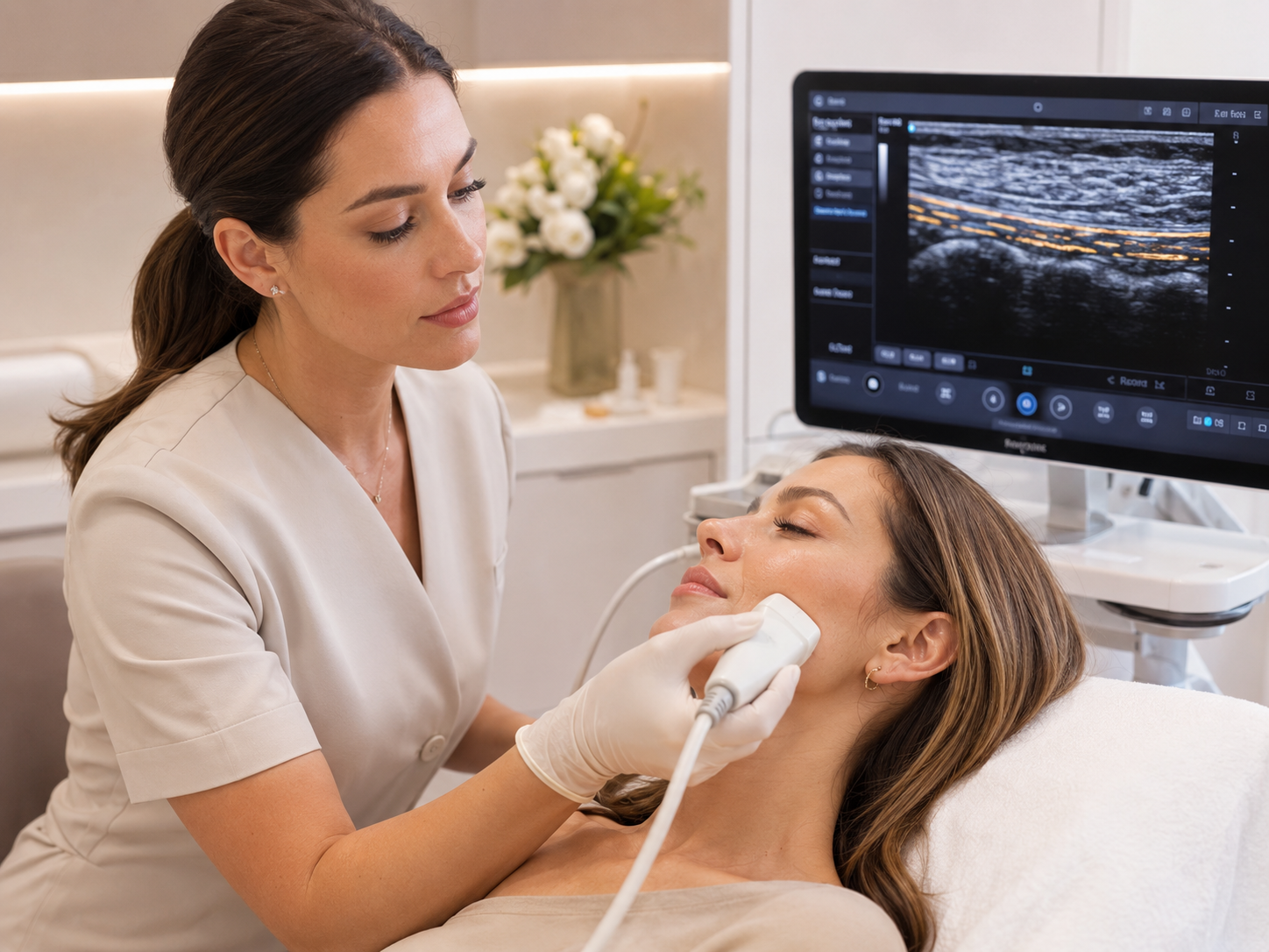 Musculoskeletal Ultrasound Scans | Private Ultrasound Scans And Health Checks | London Private Ultrasound Private dermal filler ultrasound mapping scan in London for migrated filler, facial lumps and pre-dissolution planning