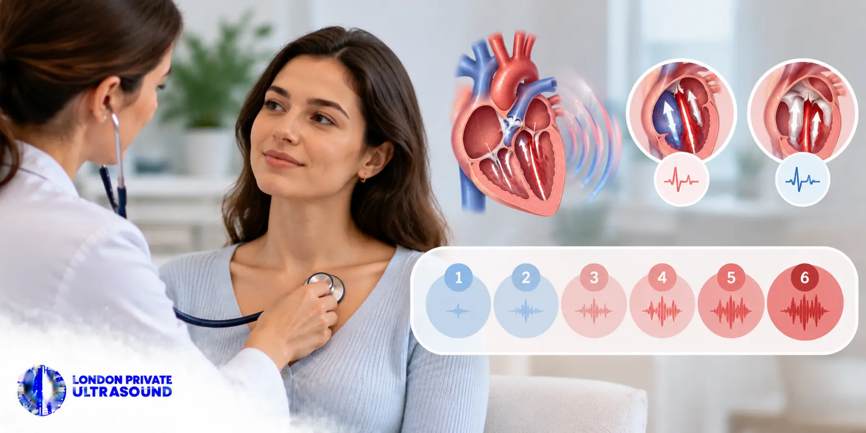 Heart murmur grading scale from grade one to grade six
